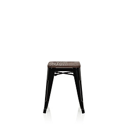 Tabouret VANTAGGIO W Métal noir / Assise bois foncé hjh OFFICE