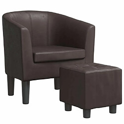 Maison Chic Fauteuil cabriolet et repose-pieds,Fauteuil luxe pour relax marron similicuir -MN45961