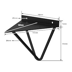 Acheter ML DESIGN MODERN LIVING 6x Support étagère d'angle triangle en métal noir avec vis 160 mm fixation mural