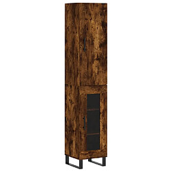 vidaXL Buffet haut Chêne fumé 34,5x34x180 cm Bois d'ingénierie