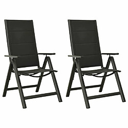 Maison Chic Lot de 2 Chaises pliables de jardin - Fauteuil d'extérieur Textilène et aluminium Noir -MN10065