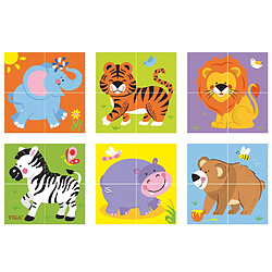 Viga Toys - 50836 - Puzzle de Cube - Animaux Sauvages - 4 Pièces