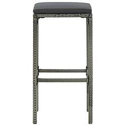 Acheter vidaXL Tabourets de bar avec coussins lot de 3 gris résine tressée