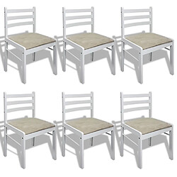 vidaXL Chaises à manger lot de 6 blanc bois solide et velours