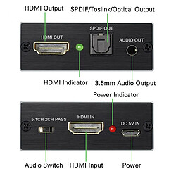 Avis Universal Extracteur audio 4K Audio Fiber Decoder Switch HDMI et convertisseur optique avec câble micro USB pour lecteur DVD TV | Câble HDMI