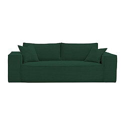 Avis Vente-Unique Canapé 3 places convertible express en velours côtelé vert sapin - Couchage 140 cm - Matelas 14 cm avec mémoire de forme - AMELIA