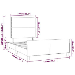 vidaXL Cadre de lit avec tête de lit Rose 120x200 cm Velours pas cher