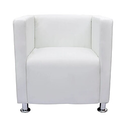 Helloshop26 Fauteuil chaise siège lounge design club sofa salon de cube cuir synthétique blanc 1102023/3