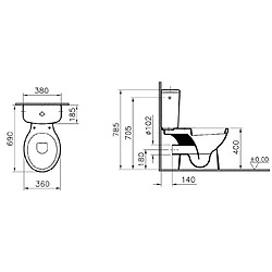 Pack WC complet sortie horizontale Vitra Normus