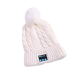 YP Select Bluetooth Beanie Ball Knit Cap Casque sans fil Appelez Music Stereo Bluetooth Hat Music Headset Knit Cap-Blanc 