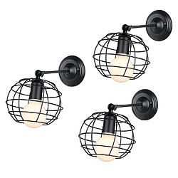 Stoex 3x Applique mural vintage industrielle design forme cage lampe de plafond métal luminaire pour Salon Chambre Salle à manger (sans ampoule 3x Applique mural vintage industrielle design forme cage lampe de plafond métal luminaire pour Salon Chambre Salle à manger (sans ampoule)