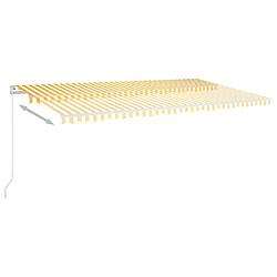 Maison Chic Auvent automatique | Store banne extérieur | Marquise capteur de vent et LED 6x3,5m Jaune et blanc -MN78355 pas cher