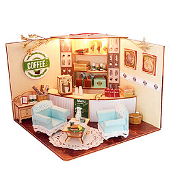 1/24 miniature maison de poupée bricolage kit avec meubles, café clair cadeau enfants