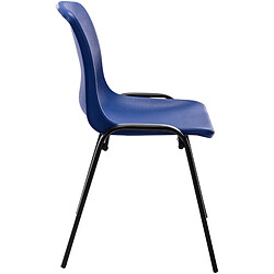 Decoshop26 Chaise visiteur empilable salle d'attente en plastique bleu et métal 10_0003731