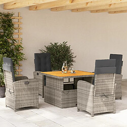 Maison Chic Ensemble à manger d'extérieur 5 pcs avec coussins,Salon de jardin gris résine tressée -GKD635351