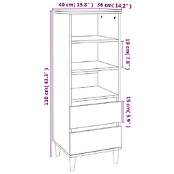 vidaXL Buffet haut Chêne marron 40x36x110 cm Bois d'ingénierie pas cher