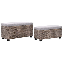 Helloshop26 Banquette pouf tabouret meuble banc 2 pcs jacinthe d'eau gris 3002178