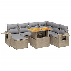 vidaXL Salon de jardin avec coussins 8 pcs beige résine tressée