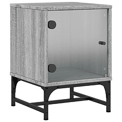 Maison Chic Table de chevet avec porte en verre, Table de Nuit sonoma gris 35x37x50 cm