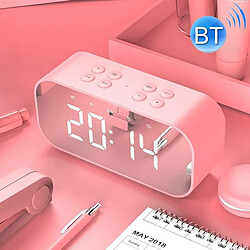 Wewoo Mini enceinte Bluetooth Réveil LED haut-parleur de carte sans fil 5.0 avec horloge numérique miroir (Rose) 