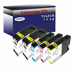 Lot de 5 cartouches compatibles Canon PGI2500XL (1Bk/1C/1M/1Y) - T3AZUR Lot de 5 cartouches compatibles pour Canon Maxify MB5350, MB5450 (1Bk/1C/1M/1Y) - T3AZUR