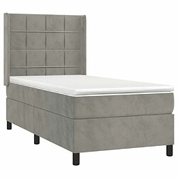 Avis Maison Chic Lit Adulte - Lit simple Lit à sommier tapissier et matelas moelleux - Meuble de Chambre - Gris clair 100x200cm Velours -MN41184