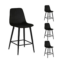 Mes Lot de 4 chaises de bar 42x51,5x98 cm en velours noir - POKSI