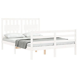 Acheter Maison Chic Cadre/structure de lit avec tête de lit pour adulte - Lit Moderne Chambre blanc petit double bois massif -MN51136