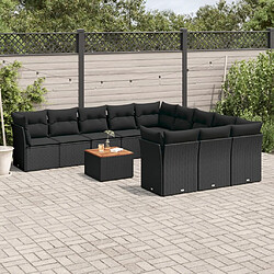 Maison Chic Salon de jardin 12 pcs avec coussins, Ensemble Tables et chaises d'extérieur noir résine tressée -GKD778885