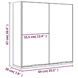 Helloshop26 Armoire à miroir de salle de bain 64 x 20 x 67 cm gris 02_0006740 pas cher