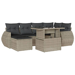 vidaXL Salon de jardin avec coussins 7 pcs gris clair résine tressée