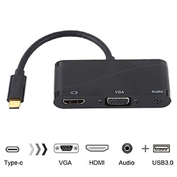 Wewoo HUB USB 2.0 + Port audio + Adaptateur VUB + HDMI vers USB-C / Type-C Noir