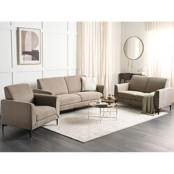 Beliani Ensemble canapés et fauteuil en tissu taupe 6 places FENES