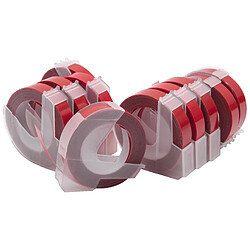 vhbw 10x cassette cartouche ruban de marquage 3D 9mm blanc sur rouge pour imprimante d'étiquette comme Dymo 0898150