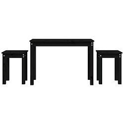 vidaXL Tables gigognes 3 pcs Noir Bois de pin massif