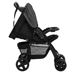 Acheter vidaXL Poussette pour bébé 2-en-1 Gris foncé et noir Acier