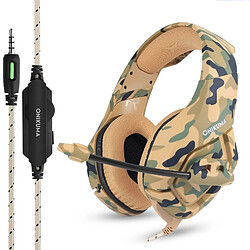 Wewoo K1 - Casque de jeu à annulation de bruit avec basses profondes pour microphone, pour PS4, smartphone, tablette, PC, ordinateur portable (camouflage jaune)