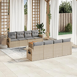 Maison Chic Salon de jardin avec coussins 9pcs | Ensemble de Table et chaises | Mobilier d'Extérieur mélange beige résine tressée -GKD18479