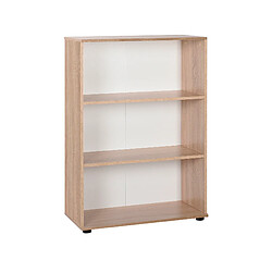 Pegane Etagère de 3 tablettes coloris Chêne Cambrian / Blanc - longueur 72 x profondeur 34 x hauteur 109 cm 