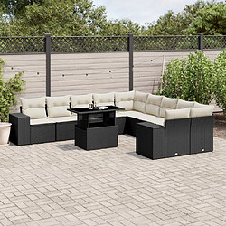 vidaXL Salon de jardin 11 pcs avec coussins noir résine tressée 