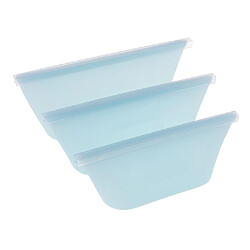 3 Sachets En Silicone Alimentaire Mis En Pochette De Fruits Organisateur De Stockage De Jus De Fruits Bleu Collation pas cher