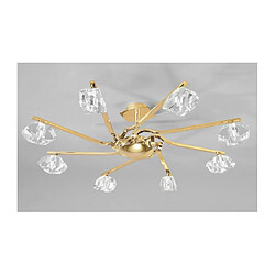 Luminaire Center Semi Plafonnier Alfa 8 Ampoules G9 doré Coloris : doré Coloris de l'abat jour : transparent Diamètre en Cm : 80 Hauteur en Cm : 25 Poids en Kilos : 7,7 Type d'ampoule : G9 Puissance Max en W : 40