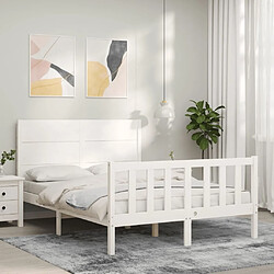 Maison Chic Cadre/structure de lit avec tête de lit pour adulte - Lit Moderne Chambre blanc 120x200 cm bois massif -MN31152