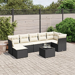 vidaXL Salon de jardin 8 pcs avec coussins noir résine tressée