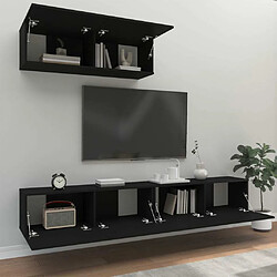 Avis Maison Chic Ensemble de meubles TV 3 pcs | Banc TV Moderne pour salon | Meuble de Rangement - Noir Bois d'ingénierie -MN59604