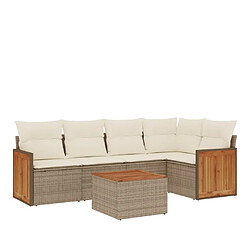 Maison Chic Salon de jardin avec coussins 6 pcs, Ensemble Tables et chaises de jardin, beige résine tressée -GKD660053