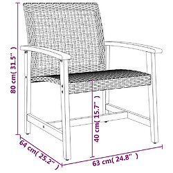 vidaXL Ensemble de bistro 3 pcs beige résine tressée et bois d'acacia pas cher