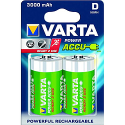 Lot de 2 piles alcaline type hr20 1.2 volts rechargeables - 56720101402 - VARTA