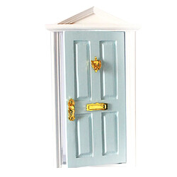 1:12 Dolls House Miniature Steepletop Door En Bois Avec Quincaillerie Bleu