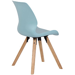 Avis Decoshop26 Chaise de salle à manger x1 design scandinave en plastique et PVC bleu et pieds en bois carrés clair 10_0002305